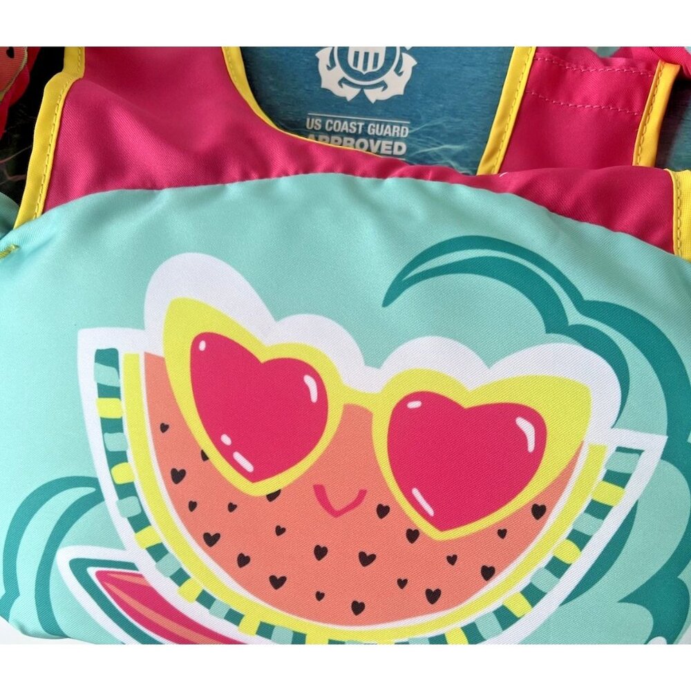 Speedo Splash Jammer Swim Vest Life Jacket Arm Floats Watermelon Girls 33-55 lbs - Picture 3 of 7